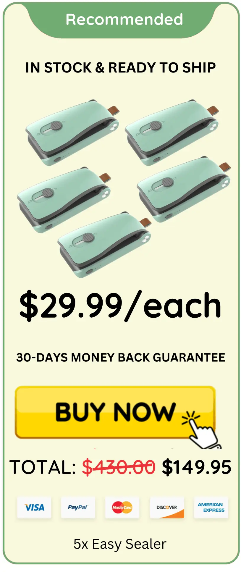 Easy Sealer offer package price 